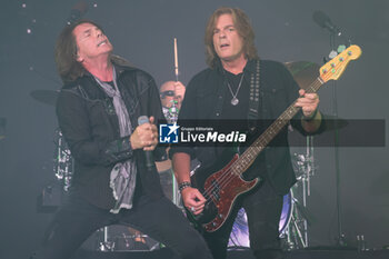 2023-07-06 - Joey Tempest, pseudonym of Rolf Magnus Joakim Larsson and John Leven of the Swedish band of Europe, during their live performs on July 6, 2023 in Ferrara, Italy. - EUROPE - SUMMER TOUR 2023 - CONCERTS - MUSIC BAND