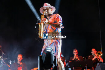 2023-07-23 - The saxophonist Jimmy Sax, stage name of Jeremy Rolland on stage accompanied by Symphonic Dance Orchestra during his live performs at Castello Scaligero in Villafranca for his Summer Tour 2023 on July 23, 2023, Verona Italy. - JIMMY SAX AND SYMPHONIC DANCE ORCHESTRA - SUMMER TOUR 2023 - CONCERTS - SINGER AND ARTIST