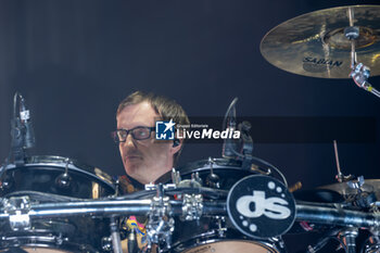 2024-04-03 - Ninja, stage name of Enrico Matta, play the drum during the Subsonica 2024 Tour at PalaUnical on April 3, 2024 in Mantua, Italy. - SUBSONICA - SUBSONICA 2024 TOUR - CONCERTS - ITALIAN MUSIC BAND
