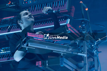 2024-04-03 - Boosta, stage name of Davide Dileo, play the keyboard during the Subsonica 2024 Tour at PalaUnical on April 3, 2024 in Mantua, Italy. - SUBSONICA - SUBSONICA 2024 TOUR - CONCERTS - ITALIAN MUSIC BAND