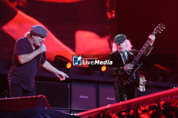 2024-05-25 - Australian heavy metal and rock ’n roll legend band Ac/Dc (guitarist Angus Young and singer Brian Johnson) performing on stage during their “Pwr/up Tour at RCF Arena in Reggio Emilia, Italy, May 25, 2024 - photo Michele Nucci - AC/DC PWR UP TOUR - CONCERTS - MUSIC BAND