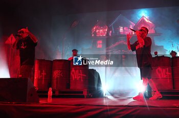 2024-07-04 - Italians rappers Salmo and Noyz Narcos on stage during the Hellrsaisers tour, Sequoie Music Park, Bologna, Italy, July 04, 2024 - SALMO & NOYZ NARCOS - HELLRAISERS LIVE - CONCERTS - ITALIAN SINGER AND ARTIST