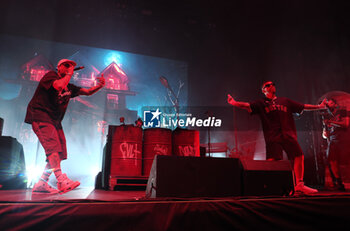 2024-07-04 - Italians rappers Salmo and Noyz Narcos on stage during the Hellrsaisers tour, Sequoie Music Park, Bologna, Italy, July 04, 2024 - SALMO & NOYZ NARCOS - HELLRAISERS LIVE - CONCERTS - ITALIAN SINGER AND ARTIST