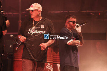 2024-07-04 - Italians rappers Salmo and Noyz Narcos on stage during the Hellrsaisers tour, Sequoie Music Park, Bologna, Italy, July 04, 2024 - SALMO & NOYZ NARCOS - HELLRAISERS LIVE - CONCERTS - ITALIAN SINGER AND ARTIST