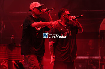 2024-07-04 - Italians rappers Salmo and Noyz Narcos on stage during the Hellrsaisers tour, Sequoie Music Park, Bologna, Italy, July 04, 2024 - SALMO & NOYZ NARCOS - HELLRAISERS LIVE - CONCERTS - ITALIAN SINGER AND ARTIST