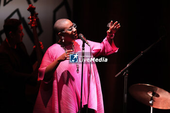 2024-10-28 - French-american jazz singer Cècile Mc Lorin Salvant on stage during her concert in the Bologna Jazz Festival at “Duse” theatre. Bologna, Italy, October 28, 2024 - CèCILE MC LORIN SALVANT  - BOLOGNA JAZZ FESTIVAL - SHOWS - SINGER AND ARTIST