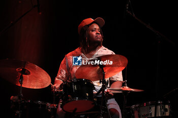 2024-10-28 - French-american jazz singer Cècile Mc Lorin Salvant on stage during her concert in the Bologna Jazz Festival at “Duse” theatre. In the pic Kyle Poole (drums) -  Bologna, Italy, October 28, 2024 - CèCILE MC LORIN SALVANT  - BOLOGNA JAZZ FESTIVAL - SHOWS - SINGER AND ARTIST