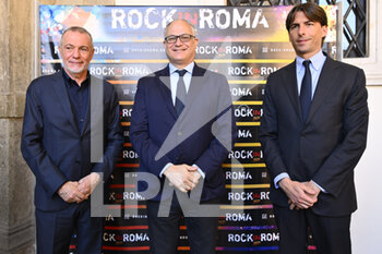 2022-05-03 - Roberto Gualtieri, Alessandro Onorato and Sergio Giuliani during the presentation of the Rock in Roma event, at the Sala della Protomoteca in Campidoglio, 3th May, Rome Italy. - PRESENTATION OF THE ROCK IN ROMA EVENT - NEWS - EVENTS