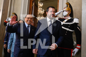2022-10-21 - ROME, ITALY - OCTOBER 21: Matteo Salvini and Silvio Berlusconi leaves the meeting with Italian President Sergio Mattarella during the first day of consultations at Quirinale Palace, on October 21, 2022 in Rome, Italy.
(Photo by Fabrizio Corradetti / LiveMedia) - ITALY QUIRINALE CONSULTATIONS FOR THE FORMATION OF A NEW GOVERNMENT DAY 2 - NEWS - POLITICS