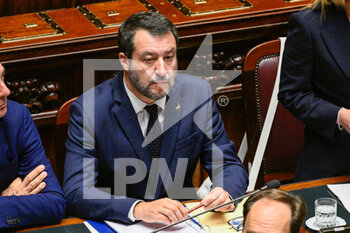 2022-10-25 - Matteo Salvini Ministro delle Infrastrutture e vicepremier during the session in the Chamber of Deputies for the vote of confidence of the Meloni government October 25, 2022 in Rome, Italy. - VOTE OF CONFIDENCE OF THE MELONI GOVERNMENT - NEWS - POLITICS