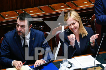 2022-10-25 - Giorgia Meloni during the session in the Chamber of Deputies for the vote of confidence of the Meloni government October 25, 2022 in Rome, Italy. - VOTE OF CONFIDENCE OF THE MELONI GOVERNMENT - NEWS - POLITICS