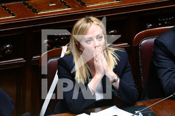 2022-10-25 - Giorgia Meloni during the session in the Chamber of Deputies for the vote of confidence of the Meloni government October 25, 2022 in Rome, Italy. - VOTE OF CONFIDENCE OF THE MELONI GOVERNMENT - NEWS - POLITICS