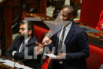 2022-10-25 - Aboubakar Soumahoro during the session in the Chamber of Deputies for the vote of confidence of the Meloni government October 25, 2022 in Rome, Italy. - VOTE OF CONFIDENCE OF THE MELONI GOVERNMENT - NEWS - POLITICS
