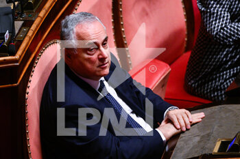 2022-10-26 - Claudio Lotito during the session in the Palazzo Madama in Rome the vote of confidence of the Meloni government October 26, 2022 in Rome, Italy. - VOTE OF CONFIDENCE OF THE MELONI GOVERNMENT AT SENATO - NEWS - POLITICS