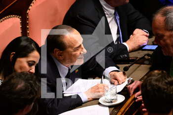2022-10-26 - Silvio Berlusconi during the session in the Palazzo Madama in Rome the vote of confidence of the Meloni government October 26, 2022 in Rome, Italy. - VOTE OF CONFIDENCE OF THE MELONI GOVERNMENT AT SENATO - NEWS - POLITICS