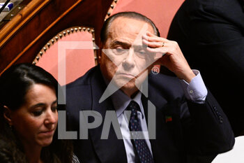 2022-10-26 - Silvio Berlusconi during the session in the Palazzo Madama in Rome the vote of confidence of the Meloni government October 26, 2022 in Rome, Italy. - VOTE OF CONFIDENCE OF THE MELONI GOVERNMENT AT SENATO - NEWS - POLITICS