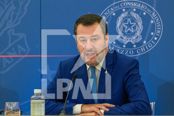 2022-11-22 - Matteo Salvini during the session press conference after the approval of the 2023 Budget bill by the Council of Ministerst October 25, 2022 in Rome, Italy. - PRESS CONFERENCE AFTER THE APPROVAL OF THE 2023 BUDGET BILL BY THE COUNCIL OF MINISTERS - NEWS - POLITICS