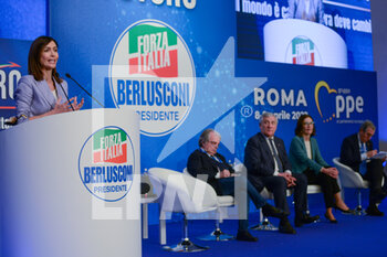 2022-04-09 - From left to right: Mara Carfagna, Renato Brunetta, Antonio Tajani, Mariastella Gelmini, Maurizio Gasparri - SECOND DAY OF “L’ITALIA DEL FUTURO”, EVENT ORGANIZED BY THE POLITICAL PARTY FORZA ITALIA. THE EVENT CLOSES WITH THE INTERVENTION OF SILVIO BERLUSCONI, LEADER OF FORZA ITALIA. - NEWS - POLITICS
