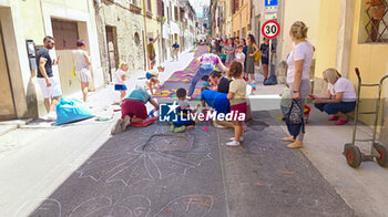2023-06-25 - Preparations - Processione dei Ceri ed infiorata / Procession of candles and flower display - Rieti, Italy - PROCESSION OF CANDLES AND FLOWERS CARPET - SAINT ANTHONY RIETI, ITALY - REPORTAGE - CULTURE