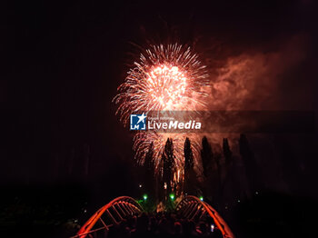 2023-06-25 - FIREWORKS on Ponte Milardi, after the Procession of candles and flower display - Rieti, Italy - PROCESSION OF CANDLES AND FLOWERS CARPET - SAINT ANTHONY RIETI, ITALY - REPORTAGE - CULTURE