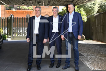 2023-04-26 - Luigi Sbarra, Maurizio Landini and Pierpaolo Bombardieri during 1st May Concert Presentation Press Conference, at Studies of the RAI Italian Radio Television, 26th April 2023, Rome, Italy - 1ST MAY CONCERT PRESENTATION PRESS CONFERENCE - NEWS - EVENTS