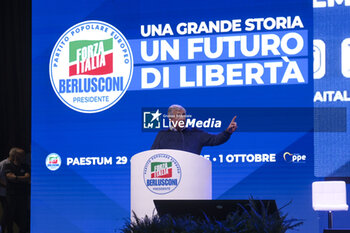 2023-09-29 - Antonio Tajani Minister of Foreign Affairs and International Cooperation of the Italian Republic looks during the Forza Italia congress in Pestum September 29, 2023. - ITALY:  BERLUSCONI DAY, CONVENTION FORZA ITALIA  - NEWS - EVENTS