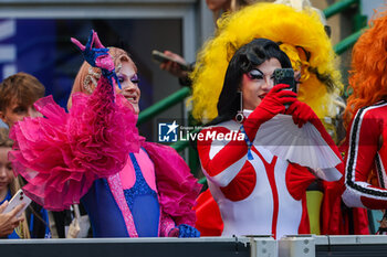 2023-10-07 - The Drag Queens protagonists of the new season of Drag Race Italia on Paramount+ guests during Serie A 2023/24 football match between FC Internazionale and Bologna FC at Giuseppe Meazza Stadium, Milan, Italy on October 07, 2023 - DRAG RACE ITALIA PARAMOUNT+ GUEST IN SAN SIRO STADIUM - NEWS - EVENTS