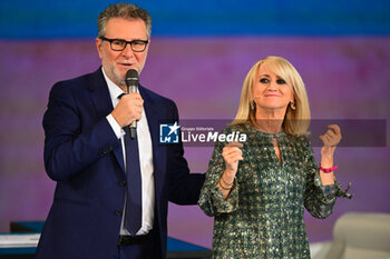 2023-10-15 - Italian comic Luciana Litizzetto and TV Presenter Fabio Fazio speak during TV program 