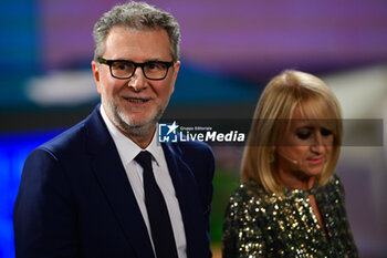 2023-10-15 - Italian comic Luciana Litizzetto and TV Presenter Fabio Fazio speak during TV program 