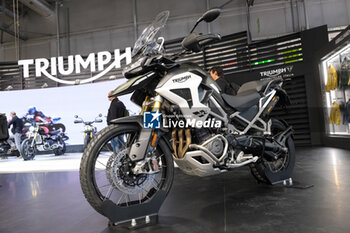 2023-11-07 - Triumph Motorcycle Tiger 900 exposed at 80th edition of EICMA - Milan International Exhibition of Cycle and Motorcycle at Rho Fair on November 7, 2023, Rho - Milan, Italy. - EICMA - 80TH EDITION OF INTERNATIONAL CYCLE AND MOTORCYCLE EXHIBITION - NEWS - EVENTS