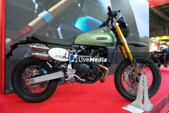 2023-11-07 - Fantic Caballero 500 Rally exposed at 80th edition of EICMA - Milan International Exhibition of Cycle and Motorcycle at Rho Fair on November 7, 2023, Rho - Milan, Italy. - EICMA - 80TH EDITION OF INTERNATIONAL CYCLE AND MOTORCYCLE EXHIBITION - NEWS - EVENTS