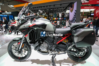 2023-11-07 - Ducati Multistrada V4S Grand Tour exposed at 80th edition of EICMA - Milan International Exhibition of Cycle and Motorcycle at Rho Fair on November 7, 2023, Rho - Milan, Italy. - EICMA - 80TH EDITION OF INTERNATIONAL CYCLE AND MOTORCYCLE EXHIBITION - NEWS - EVENTS