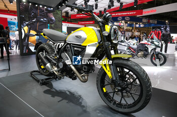 2023-11-07 - Ducati Scrambler expoesed at 80th edition of EICMA - Milan International Exhibition of Cycle and Motorcycle at Rho Fair on November 7, 2023, Rho - Milan, Italy. - EICMA - 80TH EDITION OF INTERNATIONAL CYCLE AND MOTORCYCLE EXHIBITION - NEWS - EVENTS
