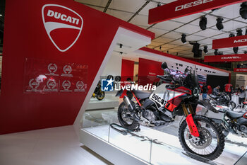 2023-11-07 - Ducati Desert X exposed at 80th edition of EICMA - Milan International Exhibition of Cycle and Motorcycle at Rho Fair on November 7, 2023, Rho - Milan, Italy. - EICMA - 80TH EDITION OF INTERNATIONAL CYCLE AND MOTORCYCLE EXHIBITION - NEWS - EVENTS