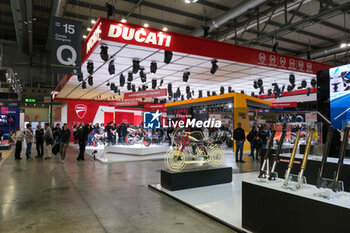 2023-11-07 - General view of Ducati stand at 80th edition of EICMA - Milan International Exhibition of Cycle and Motorcycle at Rho Fair on November 7, 2023, Rho - Milan, Italy. - EICMA - 80TH EDITION OF INTERNATIONAL CYCLE AND MOTORCYCLE EXHIBITION - NEWS - EVENTS