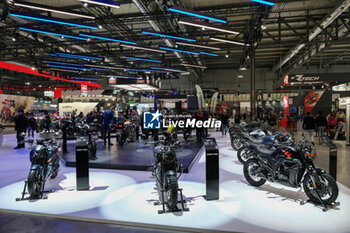 2023-11-07 - General view of Zontes stand at 80th edition of EICMA - Milan International Exhibition of Cycle and Motorcycle at Rho Fair on November 7, 2023, Rho - Milan, Italy. - EICMA - 80TH EDITION OF INTERNATIONAL CYCLE AND MOTORCYCLE EXHIBITION - NEWS - EVENTS