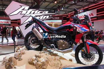 2023-11-07 - Honda Africa Twin on-off motorcycle exposed at 80th edition of EICMA - Milan International Exhibition of Cycle and Motorcycle at Rho Fair on November 7, 2023, Rho - Milan, Italy. - EICMA - 80TH EDITION OF INTERNATIONAL CYCLE AND MOTORCYCLE EXHIBITION - NEWS - EVENTS