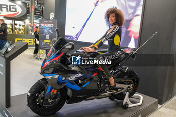 2023-11-07 - BMW M1000 RR exposed ad stand of Insta360 at 80th edition of EICMA - Milan International Exhibition of Cycle and Motorcycle at Rho Fair on November 7, 2023, Rho - Milan, Italy. - EICMA - 80TH EDITION OF INTERNATIONAL CYCLE AND MOTORCYCLE EXHIBITION - NEWS - EVENTS