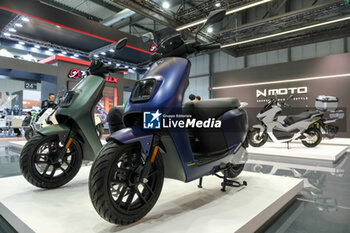 2023-11-07 - N Moto electric urban scooter exposed at 80th edition of EICMA - Milan International Exhibition of Cycle and Motorcycle at Rho Fair on November 7, 2023, Rho - Milan, Italy. - EICMA - 80TH EDITION OF INTERNATIONAL CYCLE AND MOTORCYCLE EXHIBITION - NEWS - EVENTS