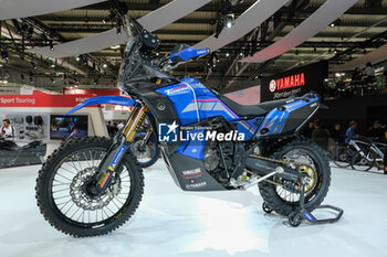 2023-11-07 - Yamaha Tenere 700 enduro motorcycle exposed at 80th edition of EICMA - Milan International Exhibition of Cycle and Motorcycle at Rho Fair on November 7, 2023, Rho - Milan, Italy. - EICMA - 80TH EDITION OF INTERNATIONAL CYCLE AND MOTORCYCLE EXHIBITION - NEWS - EVENTS