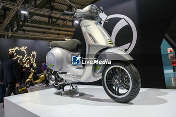 2023-11-07 - Vespa scooter exposed at 80th edition of EICMA - Milan International Exhibition of Cycle and Motorcycle at Rho Fair on November 7, 2023, Rho - Milan, Italy. - EICMA - 80TH EDITION OF INTERNATIONAL CYCLE AND MOTORCYCLE EXHIBITION - NEWS - EVENTS