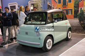 2023-11-07 - FIAT Topolino electric mini-car exposed at 80th edition of EICMA - Milan International Exhibition of Cycle and Motorcycle at Rho Fair on November 7, 2023, Rho - Milan, Italy. - EICMA - 80TH EDITION OF INTERNATIONAL CYCLE AND MOTORCYCLE EXHIBITION - NEWS - EVENTS