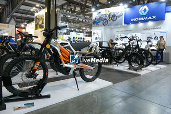 2023-11-07 - Mobimax electric enduro bike exposed at 80th edition of EICMA - Milan International Exhibition of Cycle and Motorcycle at Rho Fair on November 7, 2023, Rho - Milan, Italy. - EICMA - 80TH EDITION OF INTERNATIONAL CYCLE AND MOTORCYCLE EXHIBITION - NEWS - EVENTS