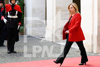 2023-02-06 - Italian Prime Minister Giorgia Meloni welcomes the Prime Minister of the Federal and Democratic Republic of Ethiopia, Abiy Ahmed Ali before their meeting at Palazzo Chigi., on February 6, 2023 in Rome, Italy. 
(Photo by Fabrizio Corradetti / Livemedia) - ITALIAN PRIME MINISTER GIORGIA MELONI WELCOMES THE PRIME MINISTER OF THE FEDERAL AND DEMOCRATIC REPUBLIC OF ETHIOPIA, ABIY AHMED ALI - NEWS - POLITICS