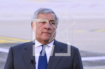 2023-04-24 - during the press conference of the Deputy Prime Minister and Minister of Foreign Affairs and International Cooperation, Antonio Tajani, and the Minister of Defense, Guido Crosetto, on the occasion of the return to Italy, with an Air Force flight, of the compatriots evacuated from Sudan, 24 April 2023, Caimpino Airport Rome, Italy. - PRESS CONFERENCE OF THE DEPUTY PRIME MINISTER AND MINISTER OF FOREIGN AFFAIRS AND INTERNATIONAL COOPERATION, ANTONIO TAJANI. - NEWS - POLITICS
