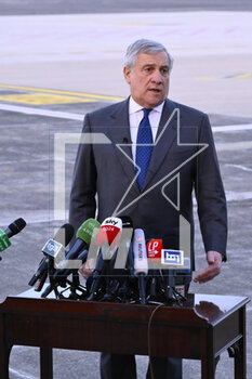 2023-04-24 - Deputy Prime Minister and Minister of Foreign Affairs and International Cooperation, Antonio Tajani, during the press conference on the occasion of the return to Italy, with an Air Force flight, of the compatriots evacuated from Sudan, 24 April 2023, Caimpino Airport Rome, Italy. - PRESS CONFERENCE OF THE DEPUTY PRIME MINISTER AND MINISTER OF FOREIGN AFFAIRS AND INTERNATIONAL COOPERATION, ANTONIO TAJANI. - NEWS - POLITICS