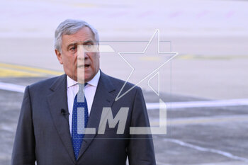 2023-04-24 - Deputy Prime Minister and Minister of Foreign Affairs and International Cooperation, Antonio Tajani, during the press conference on the occasion of the return to Italy, with an Air Force flight, of the compatriots evacuated from Sudan, 24 April 2023, Caimpino Airport Rome, Italy. - PRESS CONFERENCE OF THE DEPUTY PRIME MINISTER AND MINISTER OF FOREIGN AFFAIRS AND INTERNATIONAL COOPERATION, ANTONIO TAJANI. - NEWS - POLITICS