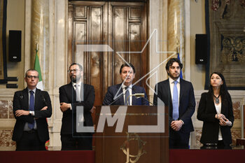 2023-05-09 - Alfonso Colucci, Stefano Putuanelli, Giuseppe Conte, Francesco Silvestri and Alessandra Maiorino during the meetings with the opposition on institutional reforms, May 9, 2023, Chamber of Deputies, in the President's Library, Rome, Italy. - THE PRIME MINISTER, GIORGIA MELONI, MEETS THE REPRESENTATIVES OF THE OPPOSITION POLITICAL FORCES FOR A DISCUSSION ON INSTITUTIONAL REFORMS - NEWS - POLITICS
