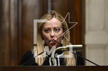 2023-05-09 - Giorgia Meloni during the meetings with the opposition on institutional reforms, May 9, 2023, Chamber of Deputies, in the President's Library, Rome, Italy. - THE PRIME MINISTER, GIORGIA MELONI, MEETS THE REPRESENTATIVES OF THE OPPOSITION POLITICAL FORCES FOR A DISCUSSION ON INSTITUTIONAL REFORMS - NEWS - POLITICS