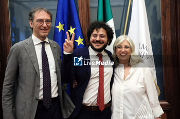 2023-07-23 - The Egyptian student of the University of Bologna Patrick Zaki has returned to Italy, after having received a pardon from President Al-Sisi, and after 22 months in prison. He was welcomed by the rector of the University of Bologna Giovanni Molari and by Prof Rita Monticelli. Bologna, Italy, July 23, 2023. - RETURN TO ITALY OF EGYPTIAN STUDENT PATRICK ZAKY, DETAINED IN PRISON IN CAIRO FOR 22 MONTHS - NEWS - POLITICS